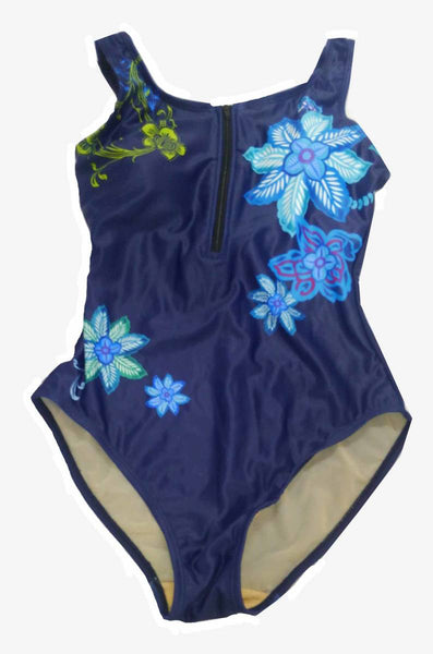 【水着】Mサイズ|紺|ノンワイヤー|ワンポイント|花柄