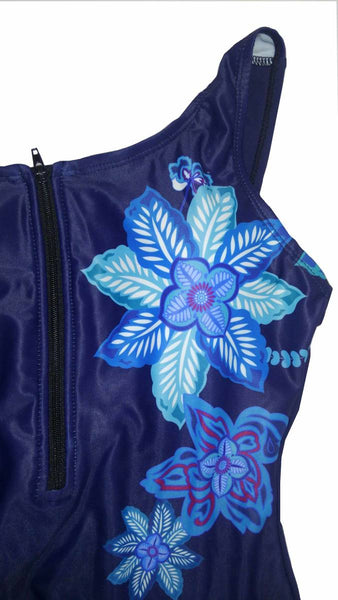 【水着】Mサイズ|紺|ノンワイヤー|ワンポイント|花柄