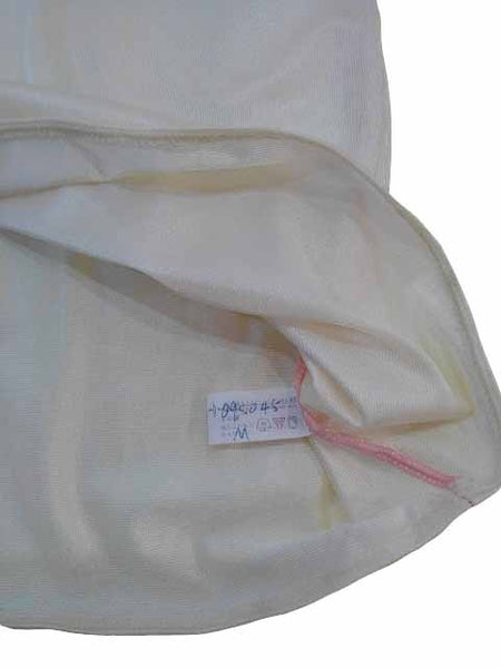 【スリップ(訳あり)】B75サイズ|イエロー×ピンク|ロング丈|色キリカエ|レースリボン付