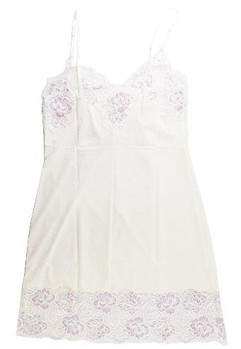 【スリップ】80-80サイズ|シルクベージュ/ パープル|前から後レース|花柄|肩紐調節可|裾レース