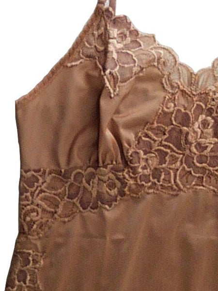 【スリップ】80-90サイズ|ショコラマイルド|肩紐調節可|胸元レース|谷間・アンダー・右脇から裾上レース|裾切替