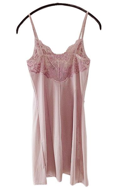 【スリップ】80-90サイズ|シルクローズ/ パープル/ ピンク|肩紐調節可|前レース|後レース|胸から下にレース|胸刺繍