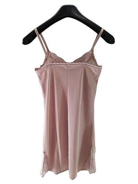 【スリップ】75-80サイズ|ペールモーヴ|肩紐調整可|花柄レース