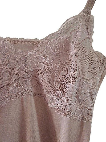 【スリップ】75-80サイズ|ペールモーヴ|肩紐調整可|花柄レース