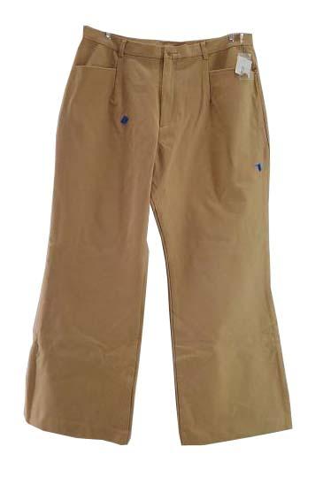 【ストレッチストレートパンツ】84-103サイズ|ベージ|綿混|前ファスナー|前ボタン|後ろ飾りポケット