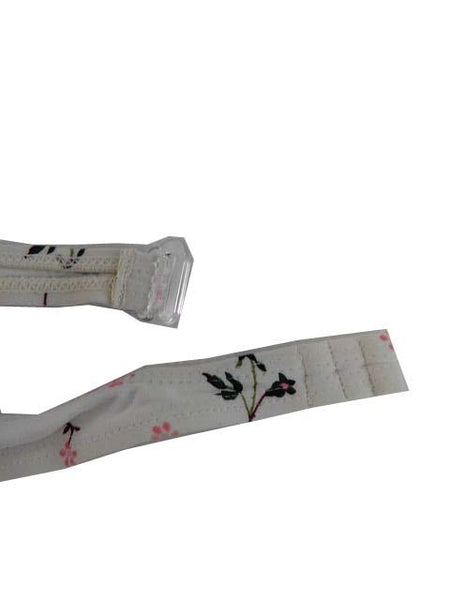 【水着ブラジャー&ショーツ&ワンピース3点セット】LLサイズ|オフホワイト|胸元リボン付|花柄