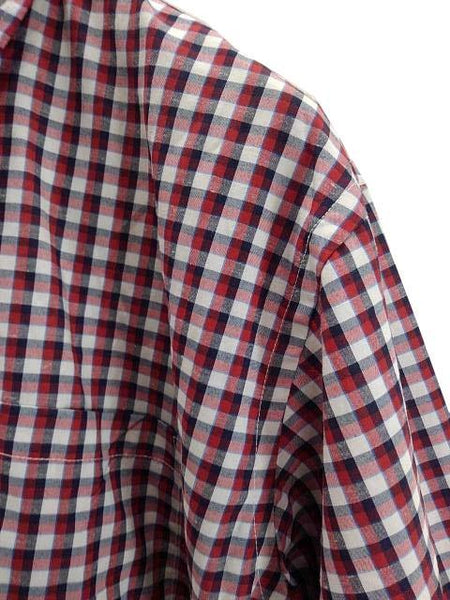 【シャツ】メンズ|3LBサイズ|長袖|レッド/ネイビー/オフホワイト|大きいサイズ|チェック柄|綿混|Yシャツ|前開きボタン