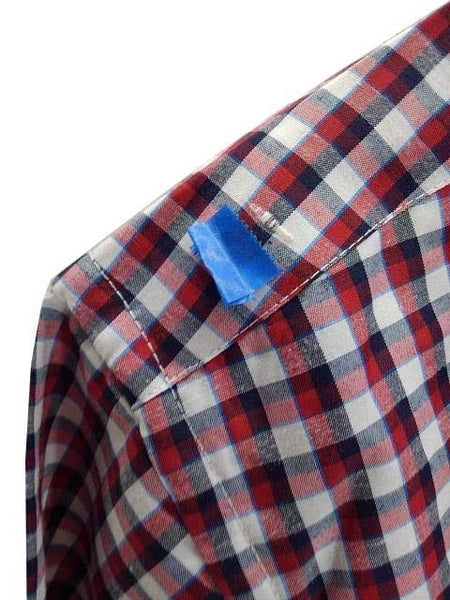 【シャツ】メンズ|3LBサイズ|長袖|レッド/ネイビー/オフホワイト|大きいサイズ|チェック柄|綿混|Yシャツ|前開きボタン