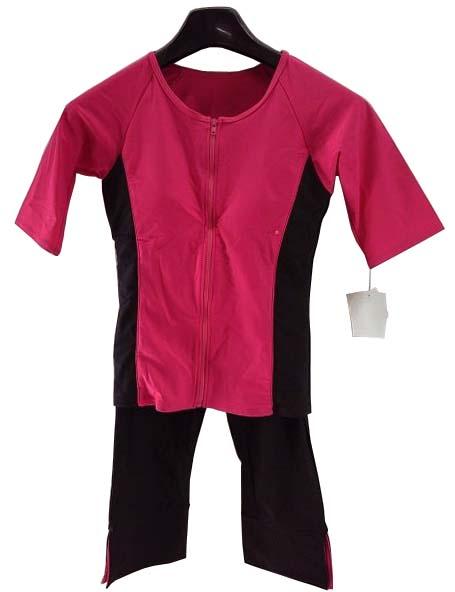 【補整 水着】Lサイズ|黒/ ロイヤルピンク|2点セット|レギュラーバスト|洗濯可|3分丈|バストカップ取り外し不可