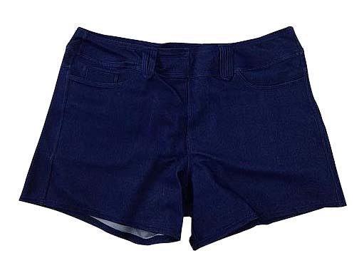 【水着(訳あり)】Lサイズ|ピンク/ ブルー/ 白 インディゴブルー|上タンクトップ風|左胸プリント柄|ショーツ|ショートパンツデニム素材