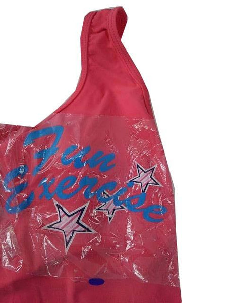 【水着(訳あり)】Lサイズ|ピンク/ ブルー/ 白 インディゴブルー|上タンクトップ風|左胸プリント柄|ショーツ|ショートパンツデニム素材