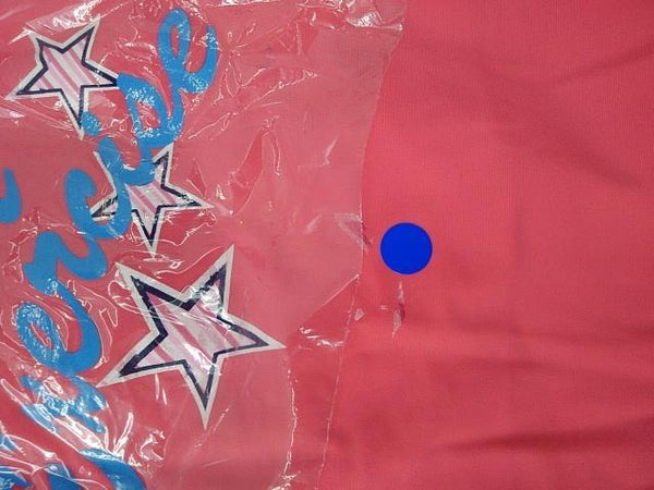 【水着(訳あり)】Lサイズ|ピンク/ ブルー/ 白 インディゴブルー|上タンクトップ風|左胸プリント柄|ショーツ|ショートパンツデニム素材