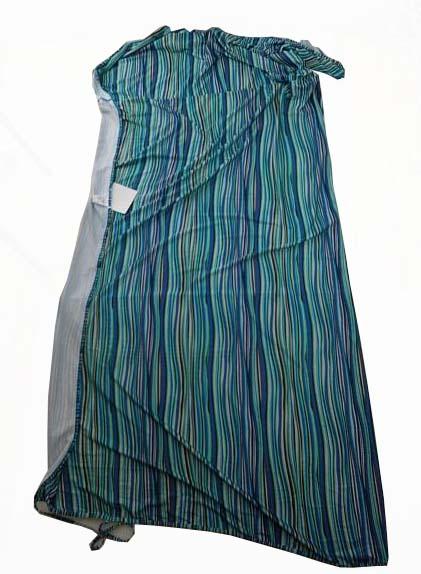 【水着 パレオ】4Lサイズ|ブルー×グリーン×オフホワイト×ブラック|クロスホルターネック|ボーダー柄|大きいサイズ