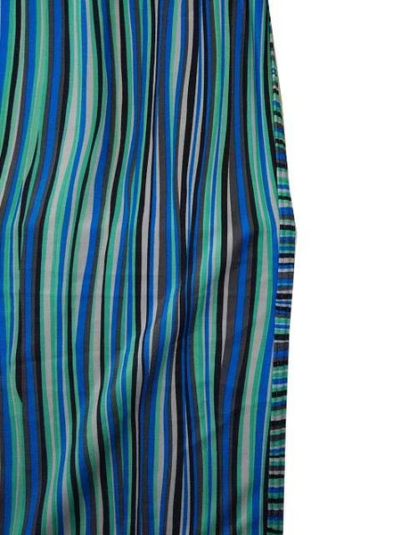 【水着 パレオ】4Lサイズ|ブルー×グリーン×オフホワイト×ブラック|クロスホルターネック|ボーダー柄|大きいサイズ