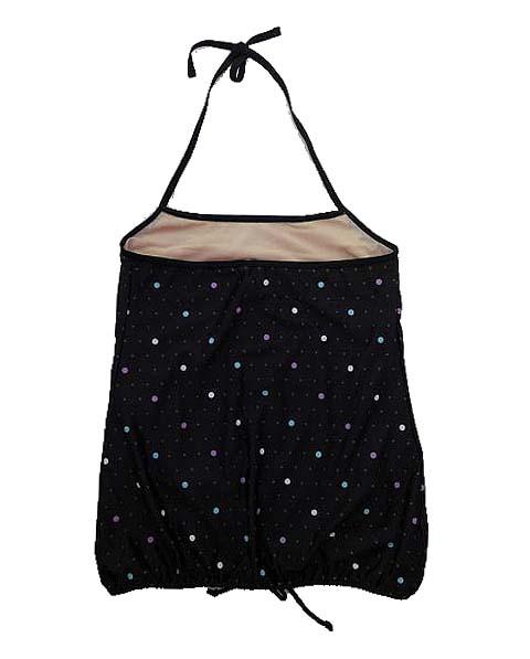 【水着】6Lサイズ|黒/ 白等|4点セット|ホルターネック|キャミソール|裾絞りゴム紐ショートパンツ|ドット柄