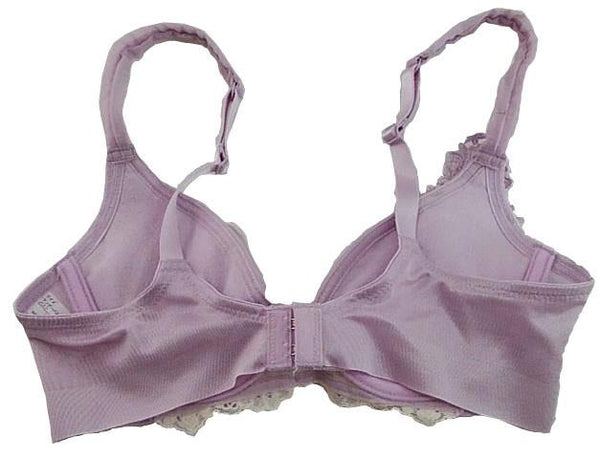 【ブラジャー】B70|モーヴ|ワイヤー入り|胸をきれいに整える|右カップ立体刺繍|胸元レース|肩紐調節可|カップ綿入