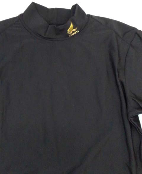 【Tシャツ】レディース|LLサイズ|ブラック|ハイネック|長袖|左首ワンポイント