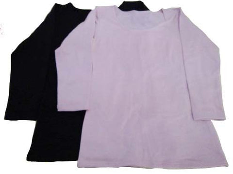 【アンダーシャツ】LLサイズ｜長袖｜ブラック/ピンク｜2色2枚組｜ふわふわ暖かインナー