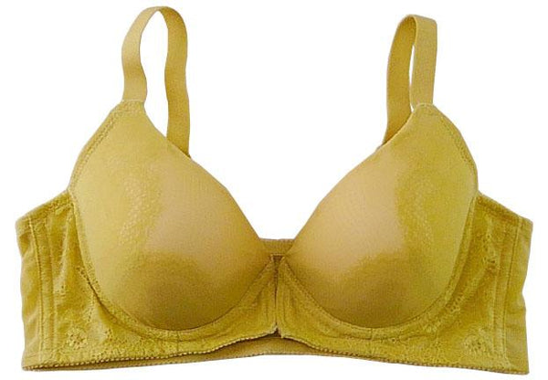 【ブラジャー】AA75サイズ｜ブロンド｜ワイヤー入り｜肩紐調節可｜フロントホック｜外側レース使用