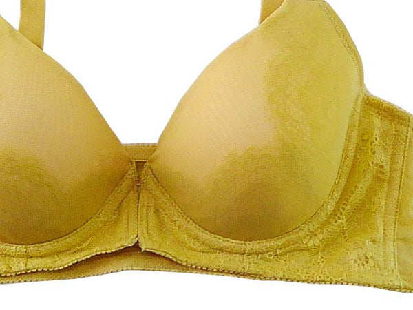 【ブラジャー】AA75サイズ｜ブロンド｜ワイヤー入り｜肩紐調節可｜フロントホック｜外側レース使用