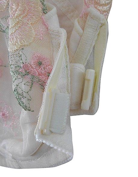 【ブラジャー】B90サイズ｜シルクベージュ/ ピンク/ グリーン｜ワイヤー入り｜フロントホック｜花柄刺繍｜肩紐調節可