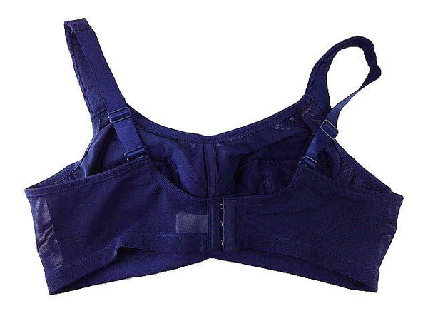 【ブラジャー】D95サイズ｜インクブルー｜ノンワイヤー｜花柄レース｜脇メッシュ｜下着｜インナー