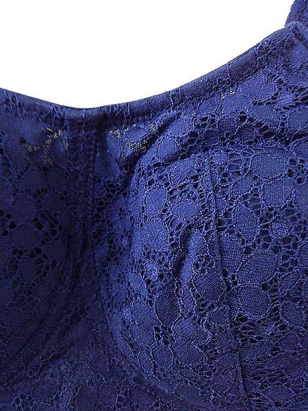 【ブラジャー】D95サイズ｜インクブルー｜ノンワイヤー｜花柄レース｜脇メッシュ｜下着｜インナー