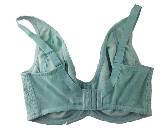 【ブラジャー】K85サイズ｜セレストブルー｜ワイヤー入り｜谷間リボンビーズ飾り｜花柄レース編み込み｜下着｜レディースインナー