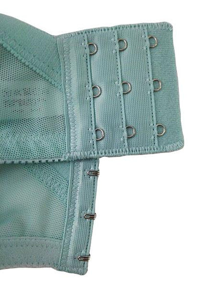 【ブラジャー】K85サイズ｜セレストブルー｜ワイヤー入り｜谷間リボンビーズ飾り｜花柄レース編み込み｜下着｜レディースインナー