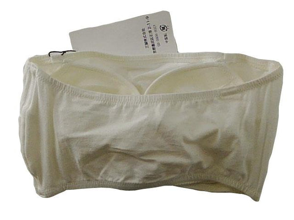 【チューブブラジャー】Sサイズ｜オフホワイト｜ノンワイヤー｜バックホック付｜ズレにくい｜大人のための肩出しブラ