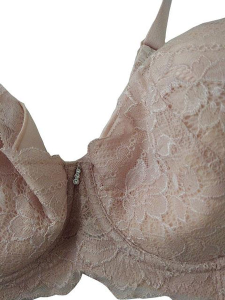 【ブラジャー】G85サイズ｜ベージュ｜ワイヤー入り｜肩ひも調節可｜カップレース｜脇メッシュ｜肩紐前レース