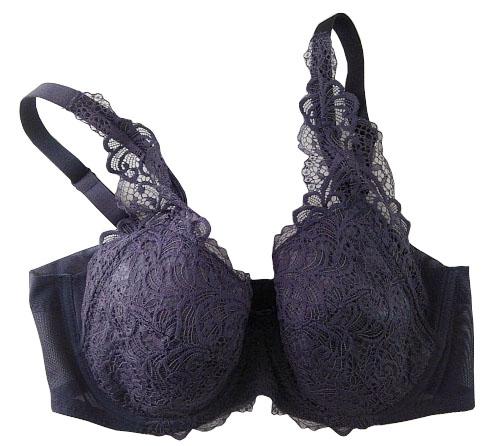 【ブラジャー】G95サイズ｜ミッドナイト｜ワイヤー入り｜胸元レース｜肩紐調節可｜肩紐前レース｜脇メッシュ