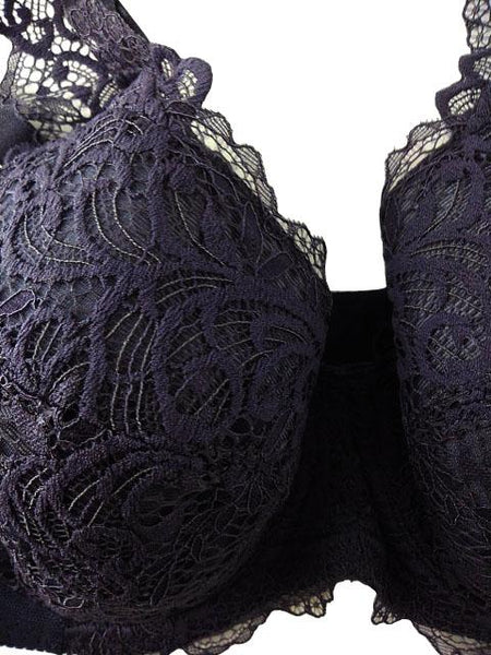 【ブラジャー】G95サイズ｜ミッドナイト｜ワイヤー入り｜胸元レース｜肩紐調節可｜肩紐前レース｜脇メッシュ