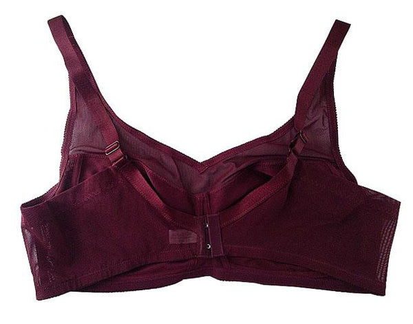 【3/4カップブラジャー】D100サイズ｜ダークワイン｜ノンワイヤー｜肩紐調節可｜カップ上メッシュ｜脇メッシュ