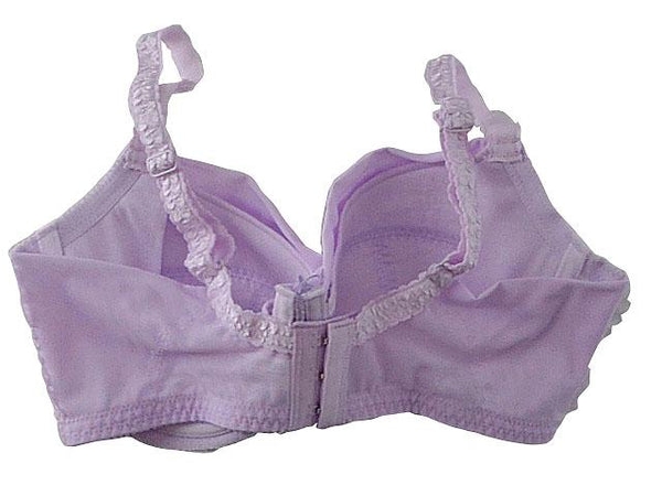【ブラジャー】E65サイズ｜スィートパープル｜ワイヤー入り｜洗濯可｜肩紐ゴム調節可｜花柄刺繍カラフル