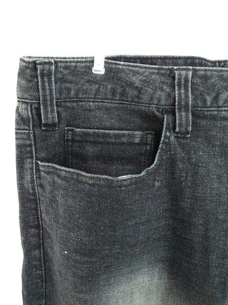 【デニムスキニーパンツ】92サイズ｜ブラック｜ベルトループ｜フロントボタン｜前ファスナー｜前ポケット小1個 大2個｜前リメイク