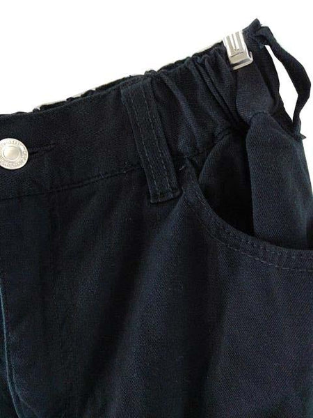 【裾シャーリングテーパードストレッチパンツ】73サイズ(L相当)｜ブラック｜もっともっとゆったりヒップ