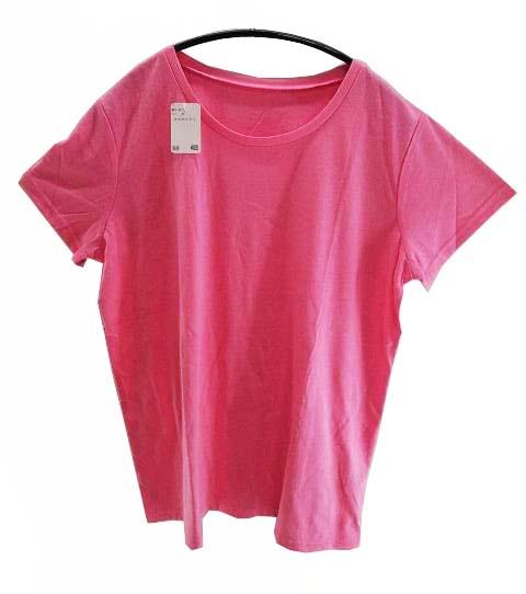 【クルーネックロングTシャツ】レディース｜3Lサイズ｜半袖｜薔薇色(そうびいろ)｜トップス｜シンプル